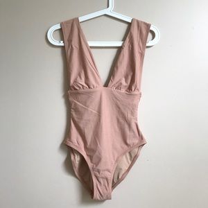 Plunge V-neck one-piece swimsuit